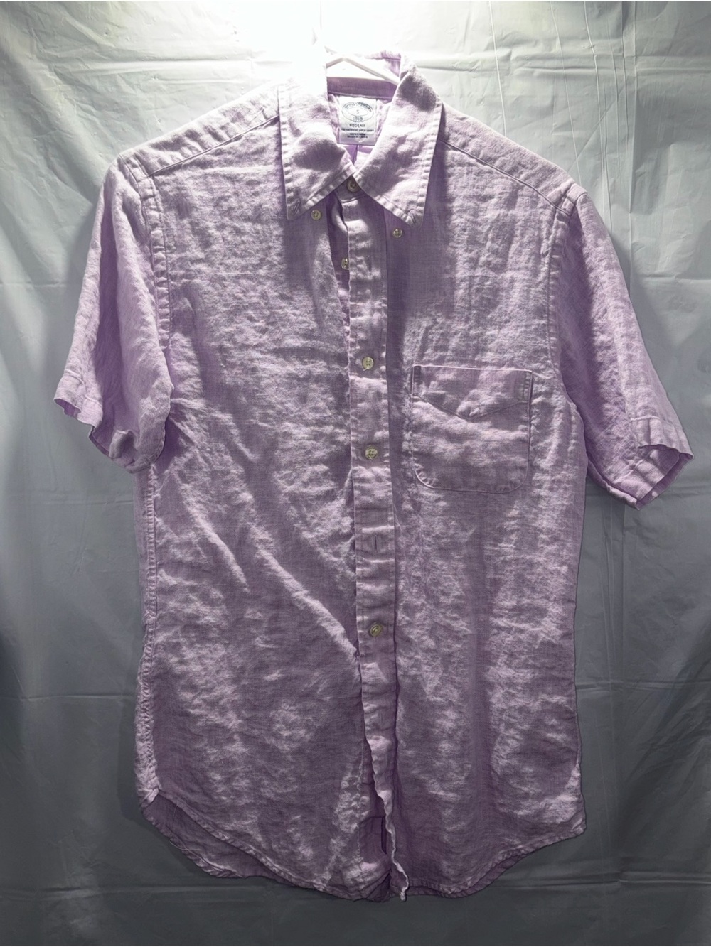 Brooks Brothers Lavender Short-Sleeve Linen Button-Down Shirt